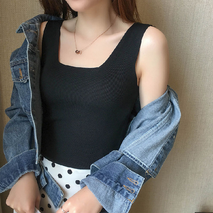 Inner Wear Ice Silk Camisole Women's Fall Slim Fit Outer Wear Sexy Sleeveless Knitted Bottoming Shirt Top One Piece Dropshipping