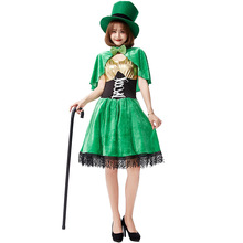 万圣节狂欢圣帕里克 西欧爱尔兰民族节日庆祝服装 绿色妖精小矮人