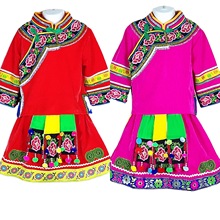 民族风儿童套装 刺绣花儿童舞蹈演出服少数民族服饰表演服套装