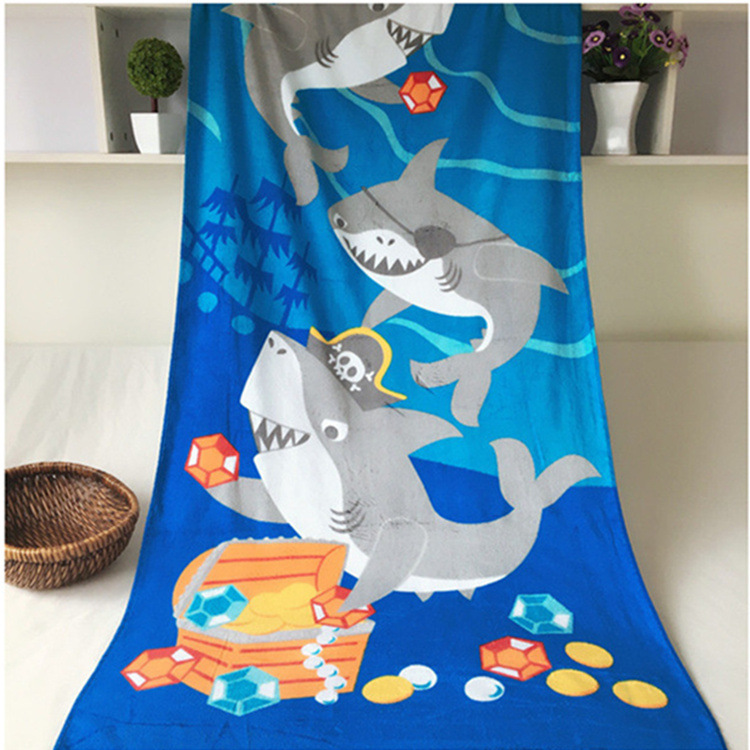 supply pure cotton bath towel bath cover cut velvet active printing pirate white shark bath towel children plus size towel beach towel