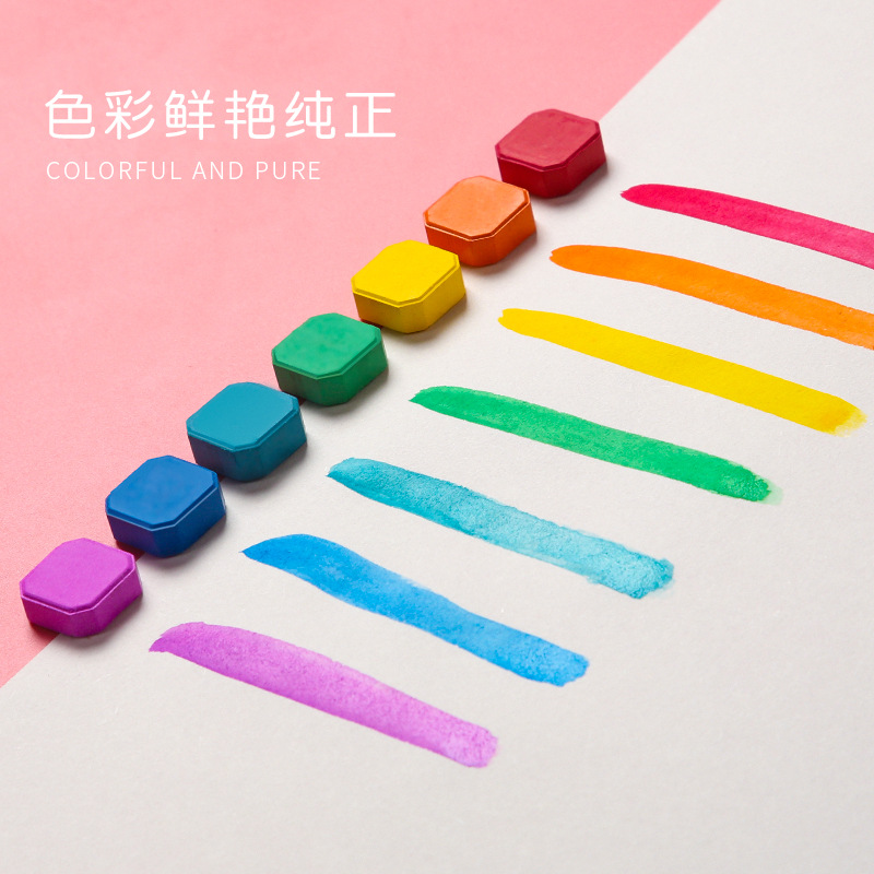 Solid Watercolor Powder Suit 36 Color 48 Iron Box Beginner Cross-Border 10-Piece Children DIY Hand-Painted