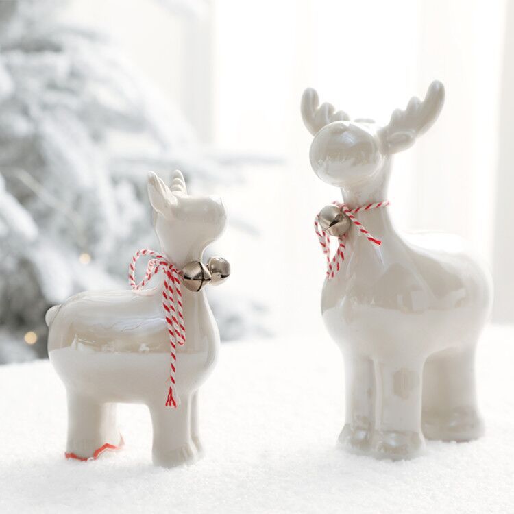 Christmas Decoration Domestic Desktop Decoration Mini Ceramic Christmas Snowman Elderly Elk Luminescent Lamp Decorations