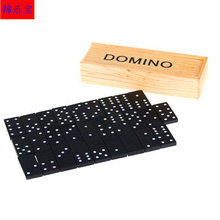 桌面游戏木制多米诺骨牌高标准木盒装黑色多米诺棋牌游戏酒吧娱乐
