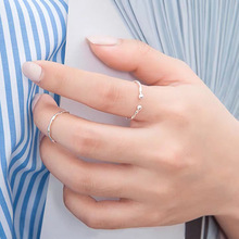 s925纯银素圈戒指女简约个性食指环新款小巧尾戒小指环开口可调节