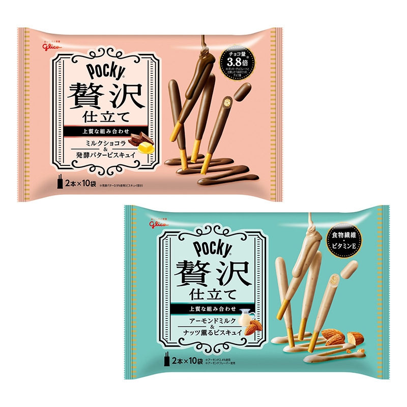 日本进口零食格力高Pocky冬季限定百醇贅沢杏仁牛奶巧克力饼干棒