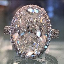 贝迪 亚马逊热卖鹅蛋形仿真微镶钻石戒指 欧美时尚椭圆形订婚指环
