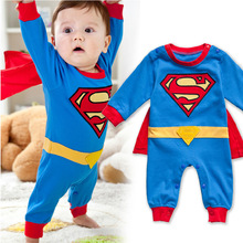 一件代发15色超人哈衣带斗篷 刺绣SUPERMAN悟空爬服 婴儿服连身衣