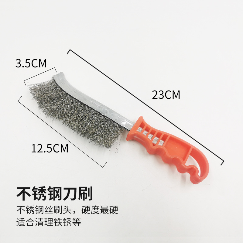 Factory Direct Supply Steel Wire Knife Brush Wire Brush Bruch Head Wire Brush Plastic Handle Metal Surface Rust Removal Wire Brush