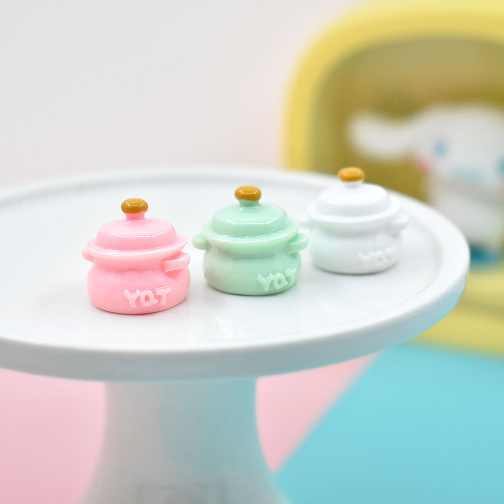 diy日韩手作娃娃屋微缩食玩珐琅锅汤锅厨房餐具摆件奶锅树脂配件