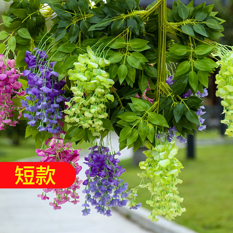 Artificial Wisteria Rattan Artificial Fake Flower Living Room Ceiling Decoration Wisteria Wedding Green Plant Artificial Flower Tofu Pudding Wholesale