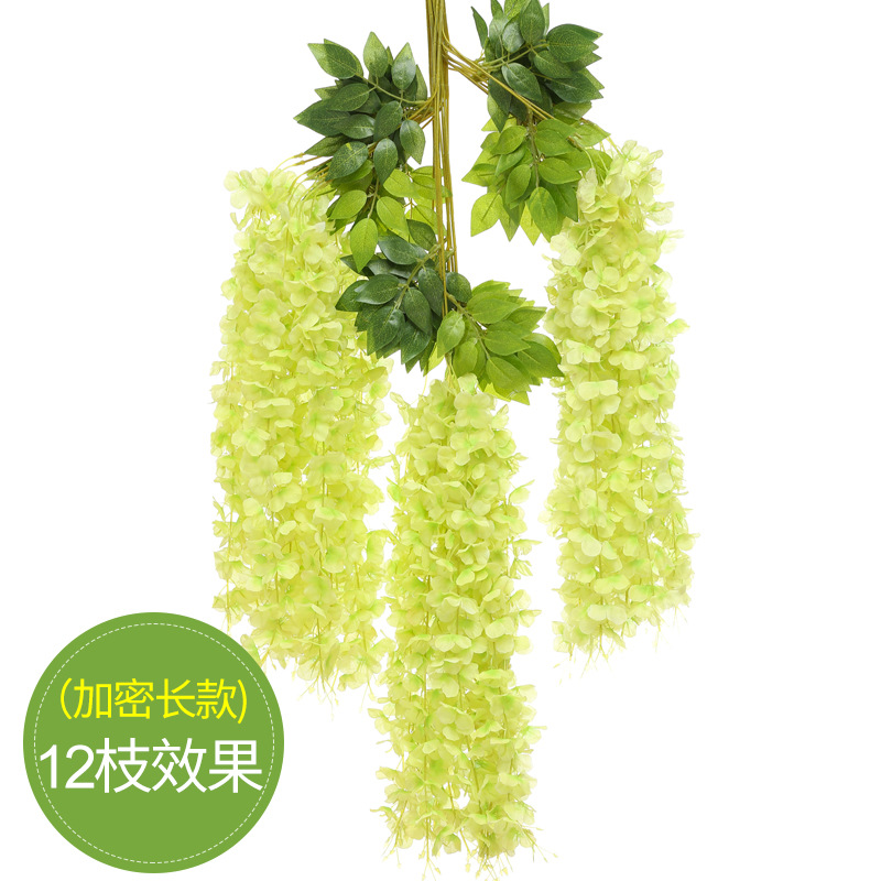 Artificial Wisteria Rattan Artificial Fake Flower Living Room Ceiling Decoration Wisteria Wedding Green Plant Artificial Flower Tofu Pudding Wholesale