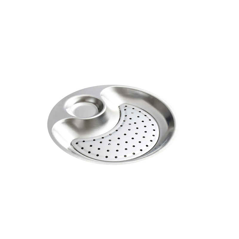 Thickened Non-Magnetic Stainless Steel Dumpling Plate Double Rounds Vinegar Dish Draining Drain Oil Dumpling Plate Household Steamer Tray Fast Food Restaurant