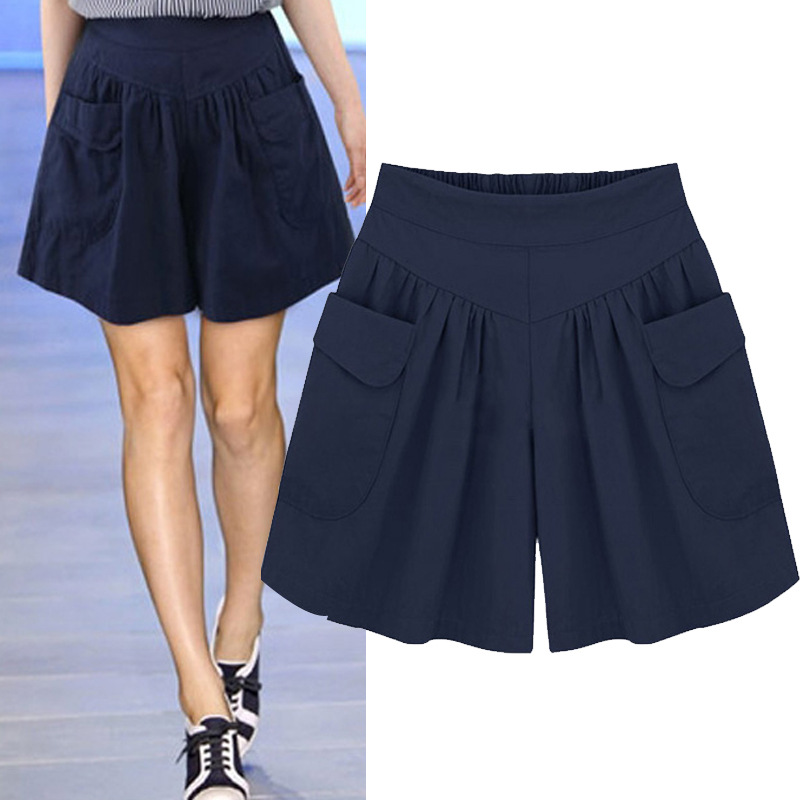 European and American Summer plus-Sized plus Size Women's Clothing Plump Girls Wide Leg Shorts Female 100.00kg Sister Versatile Hot Pants Culottes Female Summer Women Clothes