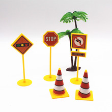 路障玩具摆件 塑料路标红绿灯交通模型玩具 烘焙蛋糕装饰情景道具