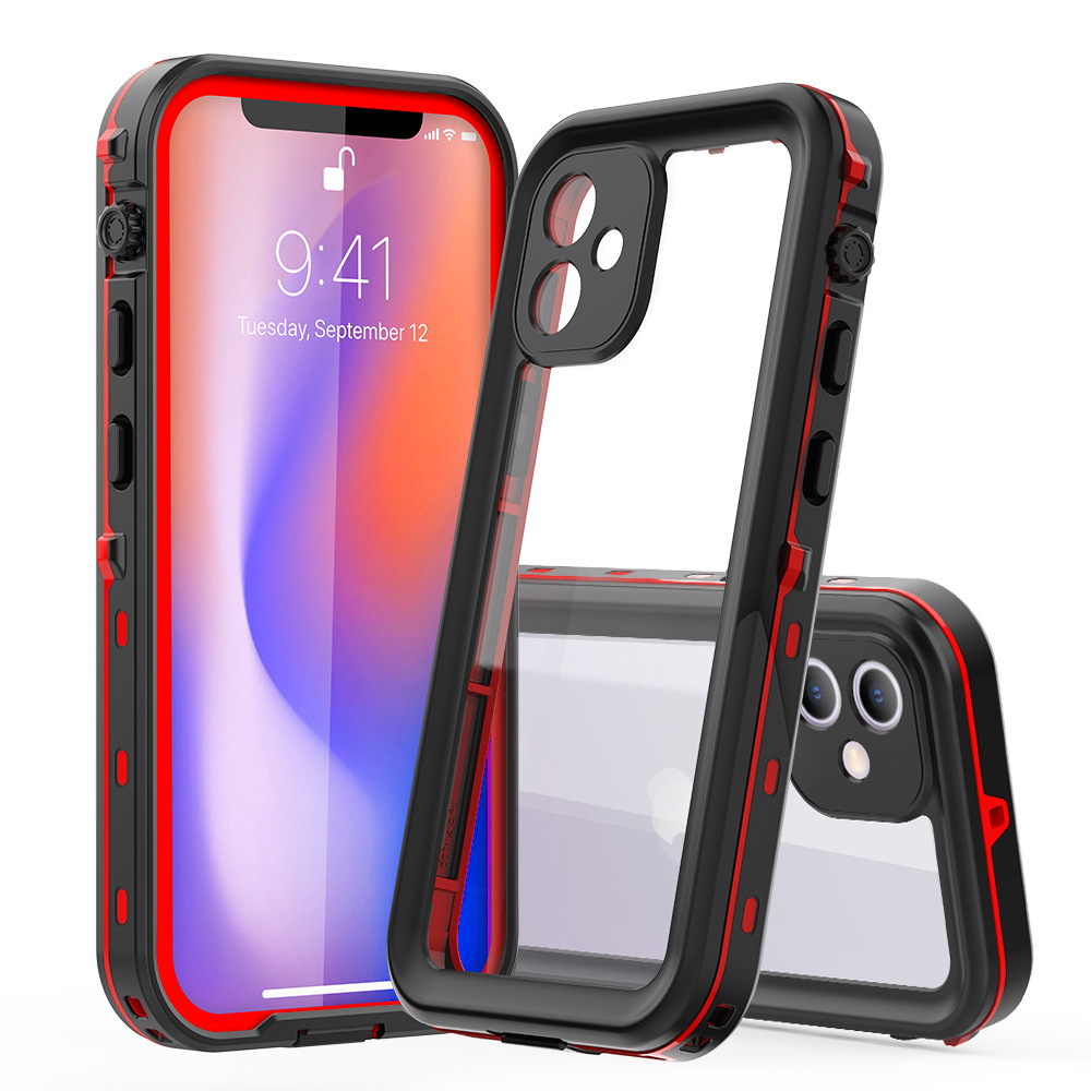 适用红辣椒iphone12pro max防摔尘潜水苹果i12mini支架三防手机壳