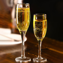 水晶玻璃笛型香槟杯白葡萄酒高脚杯香槟酒杯气泡酒杯一体式笛形杯