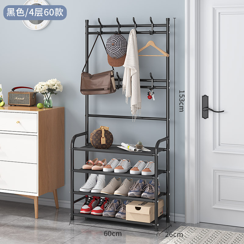 Simple Floor Coat Rack Shoe Rack Integrated Combination Home Shoes and Hat Rack Bedroom Living Room Clothes Rack Lobby