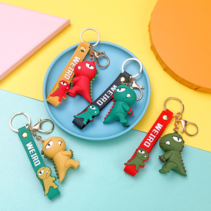 Online Celebrity Dinosaur Keychain Ornaments Pvc Epoxy Cartoon Personalized Three-Dimensional Doll Doll Machine Schoolbag Pendant Wholesale