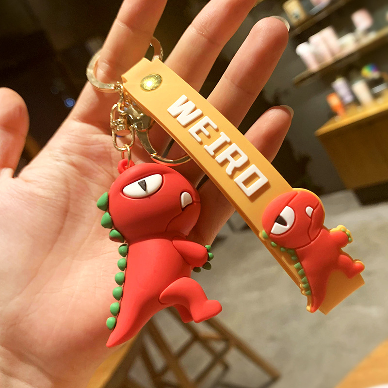 Online Celebrity Dinosaur Keychain Ornaments Pvc Epoxy Cartoon Personalized Three-Dimensional Doll Doll Machine Schoolbag Pendant Wholesale