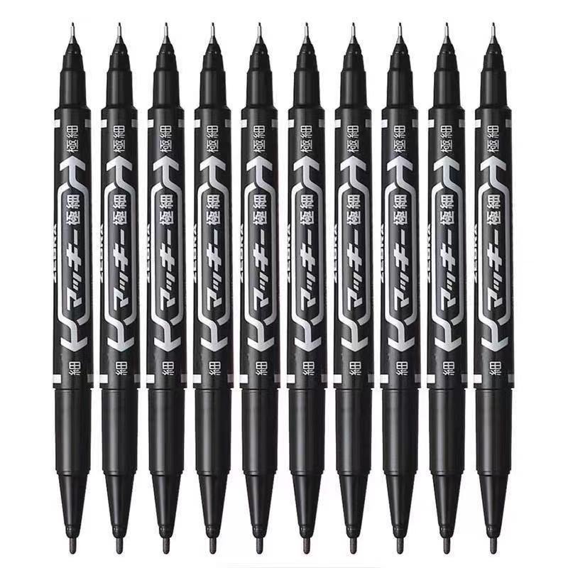 Small Double-Headed Marking Pen Oily 120 Black Quick-Drying Marker Pen Large Capacity Art Painting Hook Line Pen Wholesale
