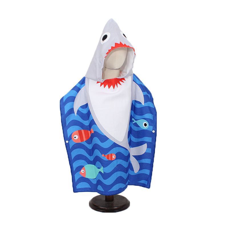 Amazon Children's Bath Towel Cape Summer Swimming Absorbent Quick-Drying Cartoon Printed Hooded Soft Towel Beach Towel