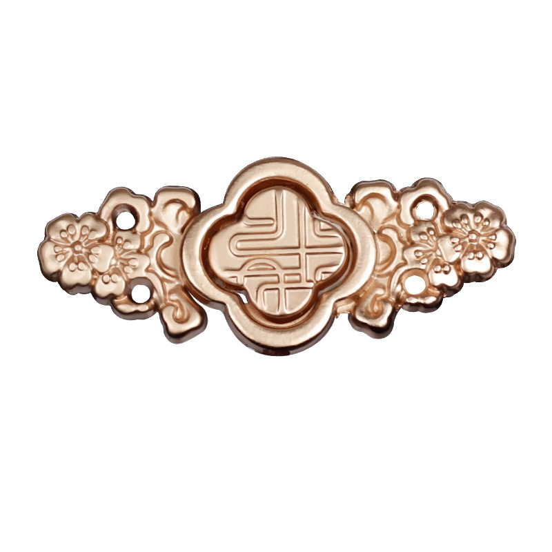 Metal Hanfu Snap Fastener Ming Uniform Ancient Style Drill Buckle Retro Xiangyun Plum Blossom Cloud Shoulder a Pair of Buckles Ancient Costume Women's Button