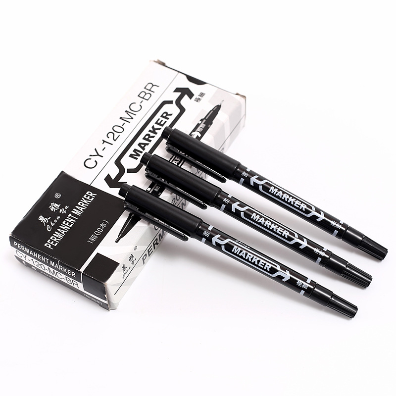 Small Double-Headed Marking Pen Oily 120 Black Quick-Drying Marker Pen Large Capacity Art Painting Hook Line Pen Wholesale