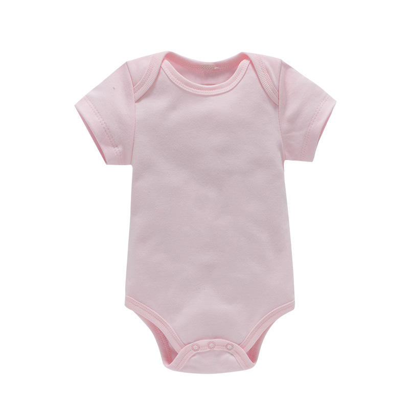 Cross-Border Wholesale Baby Plain Romper Newborn Clothes 0-1 Years Old Solid Color Jumpsuit Male and Female Baby Short Climbing Summer Baby Clothes