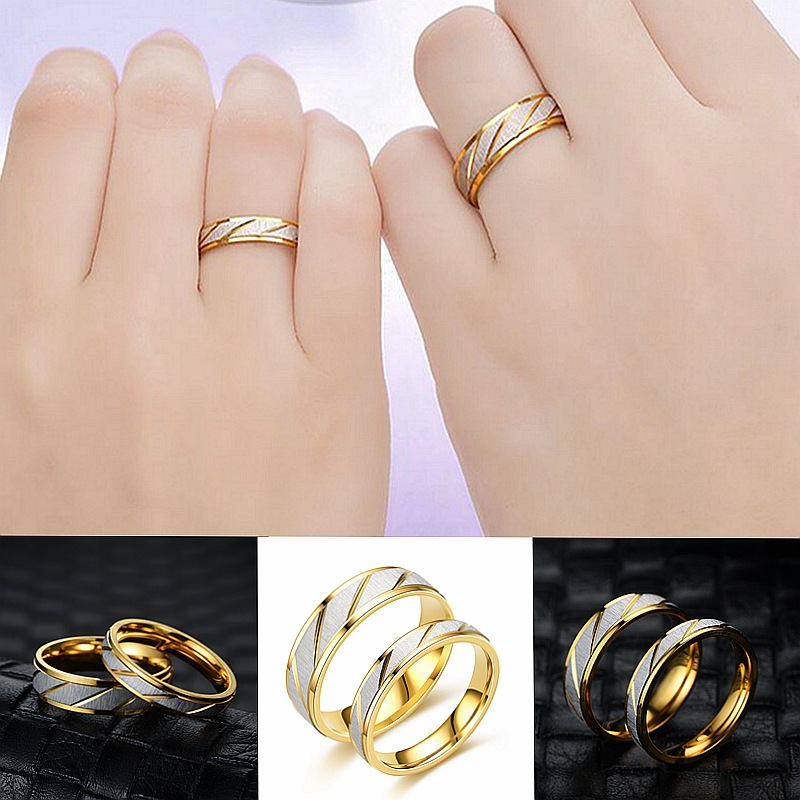 korean style light luxury titanium steel ring twill 18k yellow gold ring pair for couple ing trendy little finger ring hand jewelry