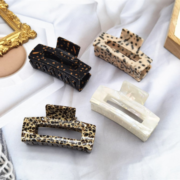 醋酸抓夹女后脑勺发夹洗澡盘发头发夹子中号韩国复古豹纹鲨鱼夹子