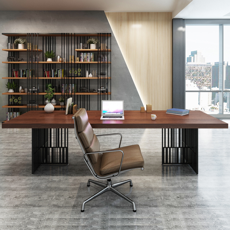 loft经理老板办公洽谈桌 工作室长条工作台家用书房单人办公桌子