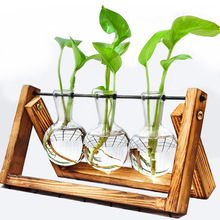透明花瓶玻璃水培植物木架水养绿萝花盆插花容器桌面装饰地摊摆件