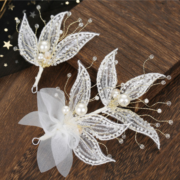 新娘婚礼发饰 白色亮片树叶造型水晶珠装饰边饰头饰 2个一组-阿里巴巴