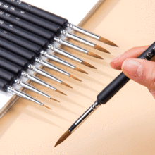 黑色尼龙勾线笔美术生丙烯水粉绘画描边笔颜料专用尖头原木画笔
