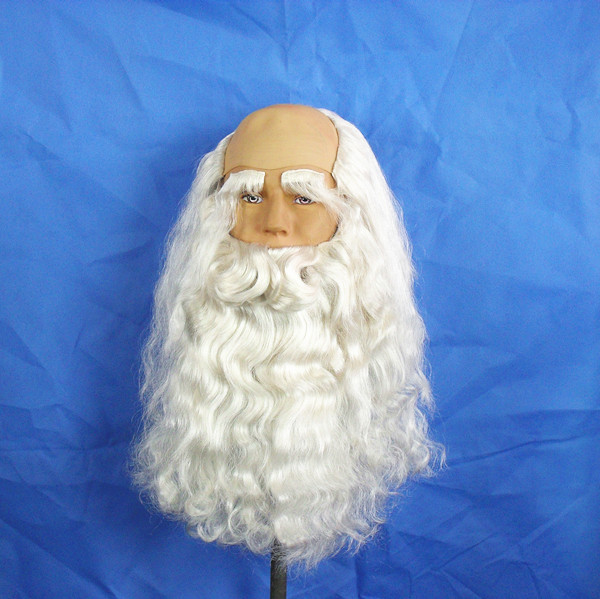 圣诞老人寿星假发扮演秃顶头套老翁爷爷胡子胡须万圣节表演假发