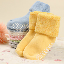 男女宝宝婴儿袜子秋冬季0-6个月新生儿精梳棉加厚松口毛圈袜1-3岁