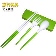 深圳厂家现货环保折叠餐具塑料PP创意旅行伸缩餐具勺叉筷子三件套