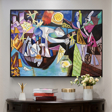 纯手绘油画毕加索安提布的夜钓名画书房装饰画现代餐厅背景墙挂画