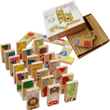 木质28块动物配对接龙多米诺骨牌 XX03 拼图积木儿童益智玩0.4