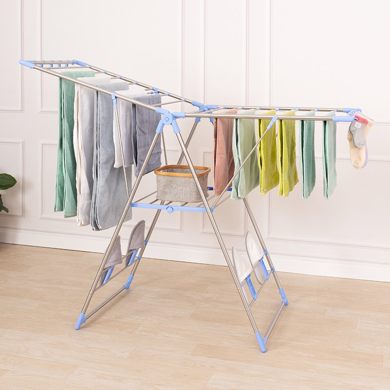 Clothes Hanger Floor Folding Quilt Hanger Indoor Hanger Wing Stainless Steel Baby Drying Rack Balcony 0819