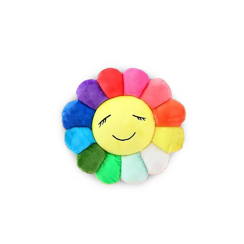 新款 彩色emoji表情太阳花靠垫 毛绒玩具qq表情向日葵 厂家直销
