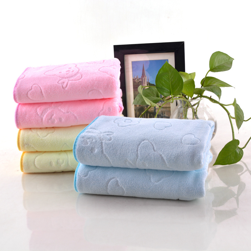 100G Microfiber Embossed Edging Towel 35*75 Household Face Towel Non-Fading Embroidery Wholesale Towels