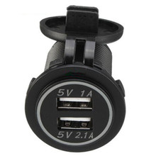 汽车3.1A双USB插座充电器12-24V车船改装 1A+2.1A双USB手机充电器
