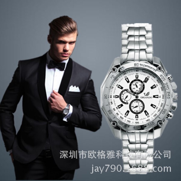 欧格雅外贸手表 rosra时尚钢带手表仿三眼韩国潮流大表盘手表批发