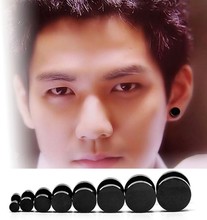 韩国时尚男士耳钉明星同款圆饼哑铃钛钢耳钉批发欧豪圆形圆饼AD01