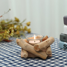 跨境蜡烛台木质工艺品创意家居欧式简约漂流木制品小烛台手工艺品