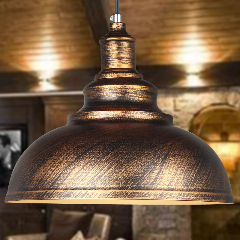 网吧美式复古灯具创意个性餐厅酒吧台楼梯装饰铁艺锅盖工业风吊灯