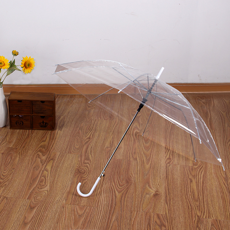 Creative Fresh Long Handle Transparent Umbrella Color Straight Rod Transparent Umbrella Automatic Wholesale Logo Advertising Gift Umbrella