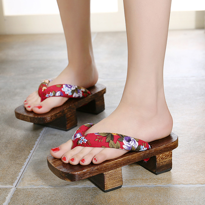 中国风男女情侣木拖鞋 二齿木拖鞋COS日式板凳木拖鞋和服木屐