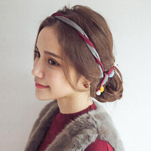 B039-4 韩版布艺珍珠缠绕麻花发带发饰新款铁丝盘发器发饰品